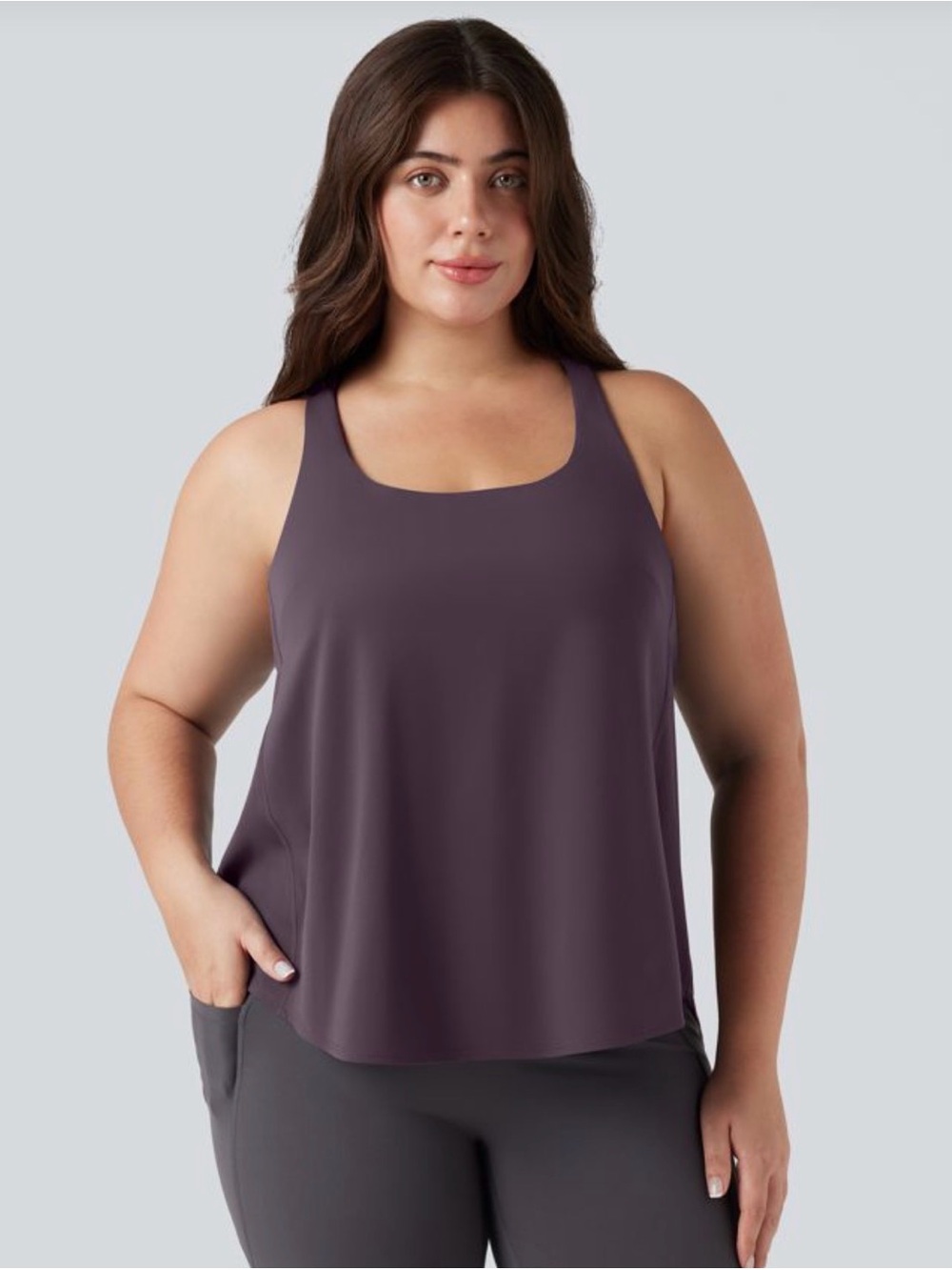 Halara UltraSculpt™ Round Neck Curved Hem Padded Built In Bra Running Tank Top